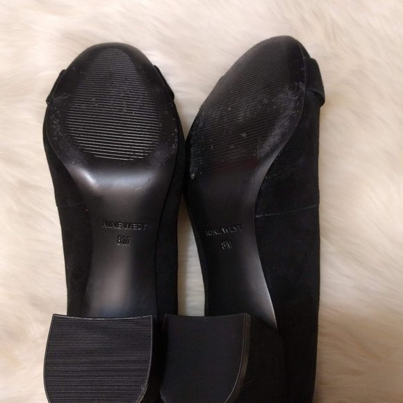 Nine West Suede Black Block Heel Pumps - Picture 4 of 5